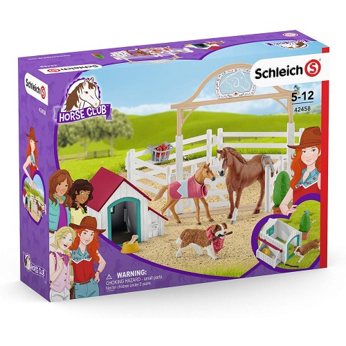 Schleich 42458 Club Hannah’s Guest Horses with Ruby The Dog, Multicoloured