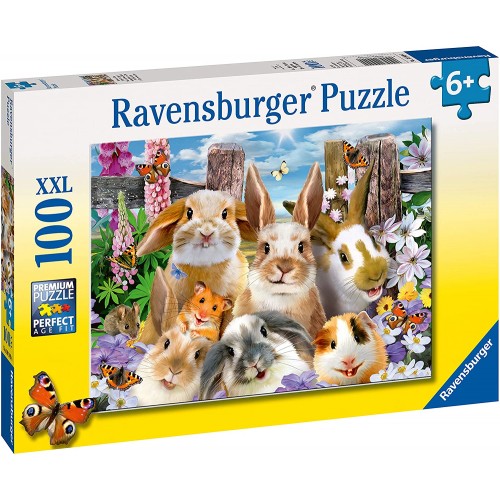 Rabbit Selfies 100 piece Jigsaw Puzzle with Extra Large Pieces for Kids age 6 years and up