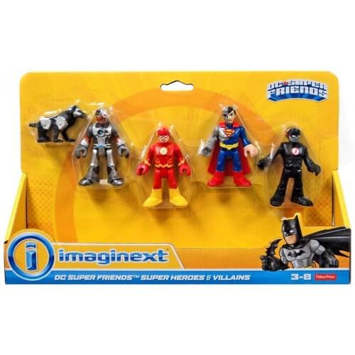 Fisher Price DC Super Friends Imaginext Heroes & Villains Cyborg, Robo Dog, Cyborg Superman, The Flash & Black Flash 3-Inch Mini Figure 5-Pack