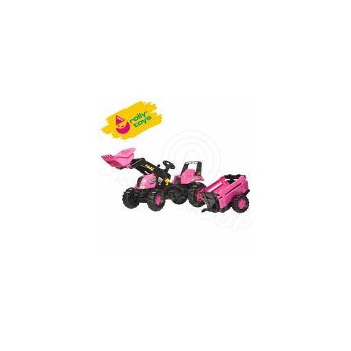 Rolly Pink Junior Tractor, Loader & Farm Trailer (81310)