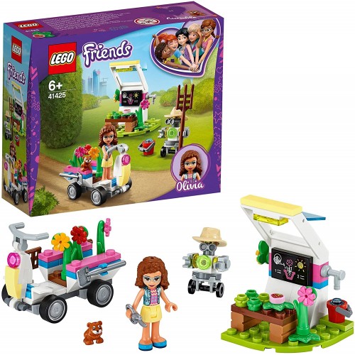 LEGO 41425 Friends Olivia's Flower Garden Play Set with Tools, Zobo the Robot & Toy Go Kart