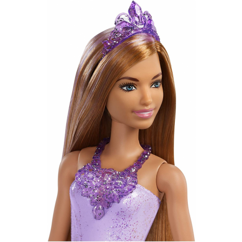 Barbie Dreamtopia Princess Doll, approx 12-inch Brunette Wearing Purple Jewel-inspired Outfit and Tiara