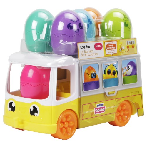 Toomies TOMY Hide and Squeak Egg Bus Baby Toy, Educational Shape Sorter with Colours and Sound, Easter Toy for Babies, Baby Push-Along Toy for Toddlers, Baby Boys & Girls Aged 1, 2 & 3 Year Olds
