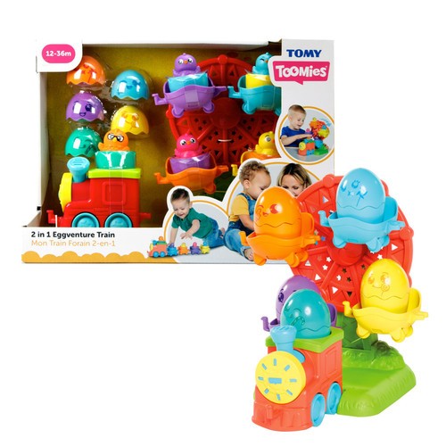 Toomies TOMY Hide and Squeak 2 in 1 Eggventure Train Baby Toy, Educational Shape Sorter with Colours and Sound, Toy for Babies, Baby Push-Along Toy for Baby Boys and Girls Aged 1, 2 and 3 Years Old