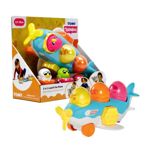 Toomies TOMY Hide and Squeak 2 in 1 Load and Go Plane Baby Toy, Baby Push Along Toy, Learning Toy for Babies, Musical Toys with Colours and Sounds, Baby Boys and Girls Aged 1, 2 and 3 Years Old