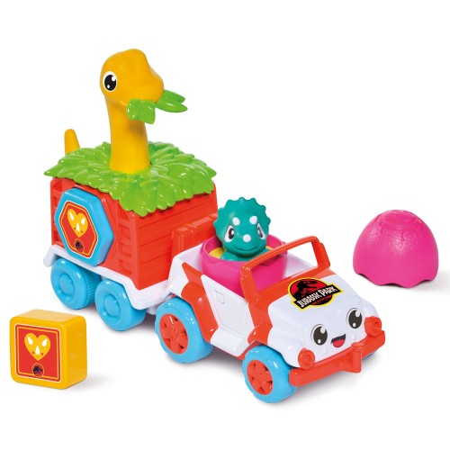 omy Dino Rescue Ranger, Dinosaur Children, Jurassic World, Educational Push & Go Vehicle Colours and Sound, Toy for Baby Boys & Girls Aged 12 Months +