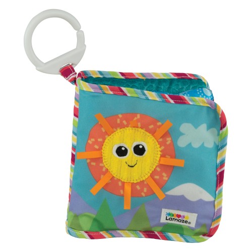 LAMAZE Classic Discovery Soft Book, Baby Books from Birth with Clip on Pram, Textured Baby Sensory Toy with Bright Colours Suitable for Babies Boys and Girls from 0 to 6 Months