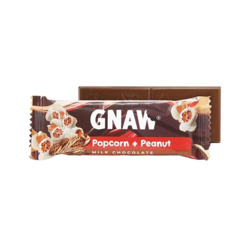 Gnaw Milk Chocolate Bar - Popcorn & Peanut Butter (25x35g)