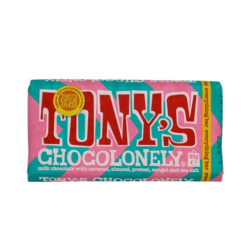 Tony's Chocolonely Bar - Milk Chocolate Caramel Pretzel Almond Nougat Sea Salt (21x90g)