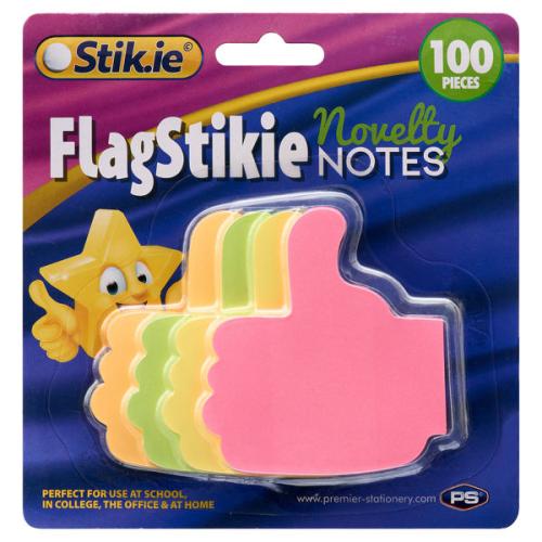 Sticky Notes Thumbs Up Assorted Colours 4 x 25 Sheets (Pack of 100)