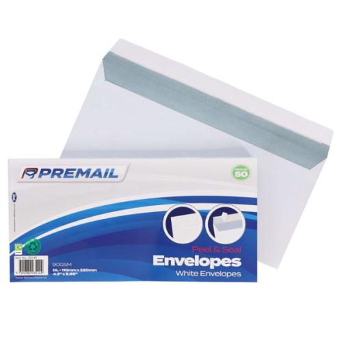 DL Envelopes Peel & Seal White (Pack of 50)