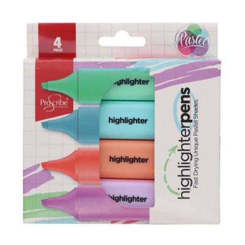 Highlighters Assorted Pastel Colours (Pack 4)