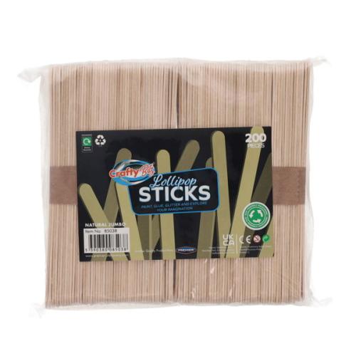 Lollipop Jumbo Sticks - Natural (Pack of 200)