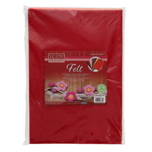 A4 Felt Sheets Assorted Colours (Pack of 10)
