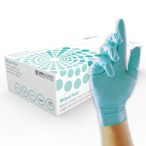 Aqua Blue Pearl - Nitrile Gloves -10 x 100 - Large