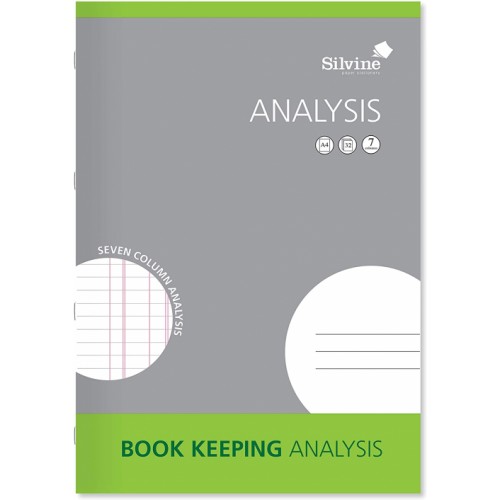 Silvine A4 Book Keeping Analysis, 32 Pages Printed 'Analysis' 7 Columns - Ref SJA4A