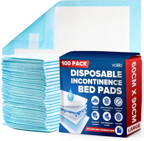 100 x Incontinence Bed Pads - Triple Layer 60cm x 90cm, Soft, Absorbent, Odor Control (4x25)