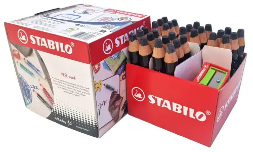 Stabilo MARKdry Black Whiteboard & Flip Chart Markers - Pack of 30 with 2 Sharpeners