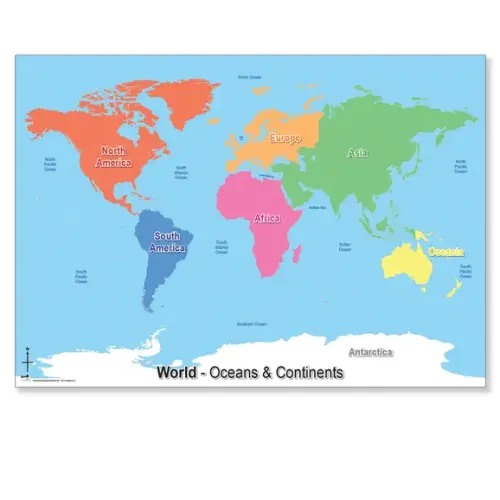 Wildgoose Continents and Oceans Map - 841 x 594mm - Each
