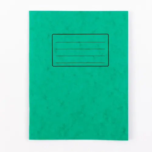 9 x 7"/229 x 178mm Green Cover 8mm Ruled with Margin Exercise Book - 48 Page - Pack of 100