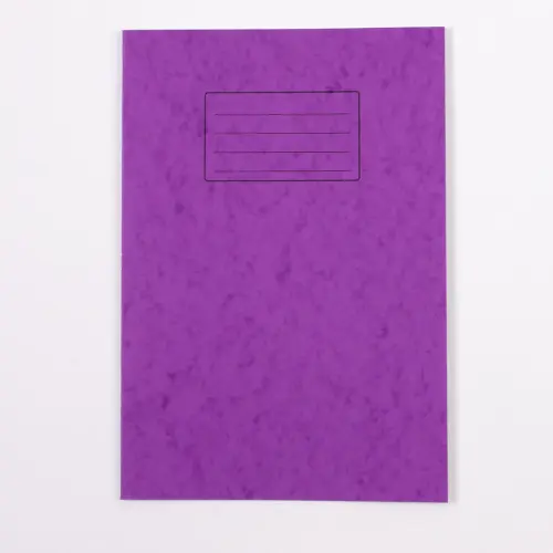 A4/297 x 210mm Purple Cover Top Half Plain/Bottom Half 13mm Ruled Exercise Book - 32 Page - Pack of 100