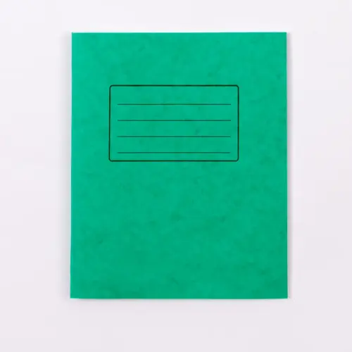 8 x 6.5"/203 x 165mm Green Cover Top Half Plain/Bottom Half 8mm Ruled Exercise Book - 32 Page - Pack of 100