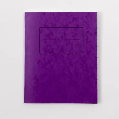 8 x 6.5"/203 x 165mm Purple Cover 8mm Ruled with Margin Exercise Book - 48 Page - Pack of 100