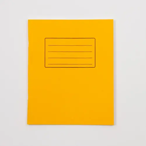 8 x 6.5"/203 x 165mm Yellow Cover 8mm Ruled with Margin Exercise Book - 48 Page - Pack of 100