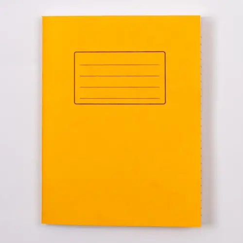 9 x 7"/229 x 178mm Yellow Cover 8mm Ruled with Margin Exercise Book - 120 Page - Pack of 50