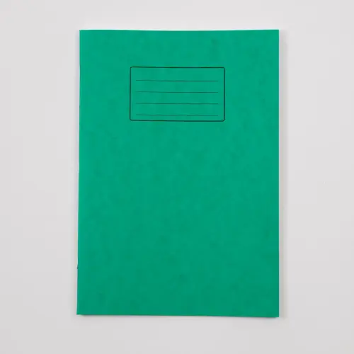 A4/297 x 210mm Green Cover 8mm Ruled with Margin Exercise Book - 80 Page - Pack of 50