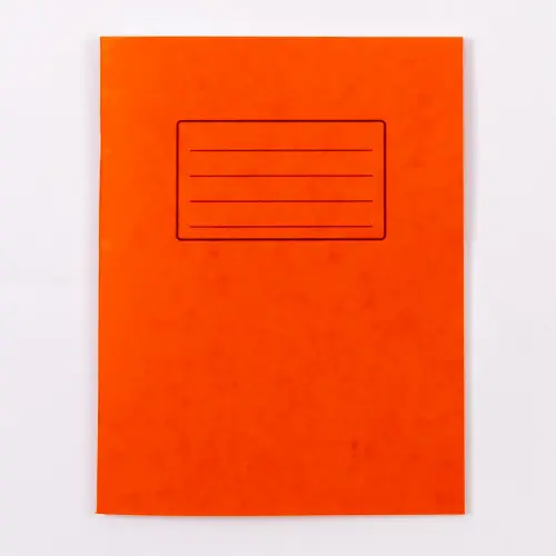9 x 7"/228 x 178mm Orange Cover 8mm Ruled with Margin Exercise Book - 48 Page - Pack of 100