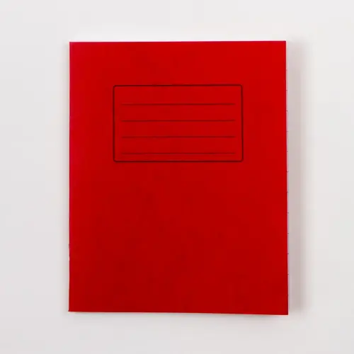 8 x 6.5"/203 x 165mm Red Cover 15mm Ruled/Plain Alternate Exercise Book - 48 Page - Pack of 100