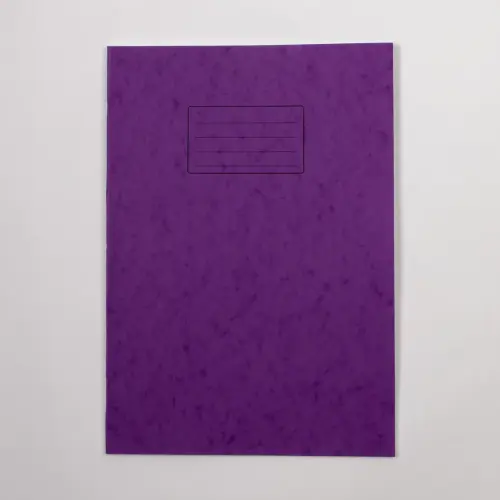 A4/297 x 210mm Purple Cover 8mm Ruled with Margin Exercise Book - 96 Page - Pack of 50