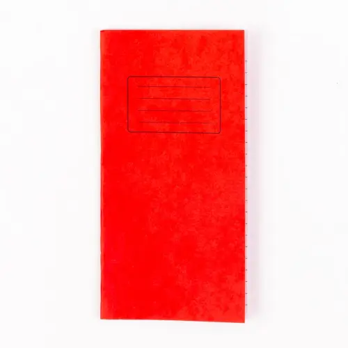7.8 x 3.9"/200 x 100mm Red Cover 8mm Ruled Notebook/Vocabulary Exercise Book - 32 Page - Pack of 100