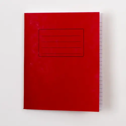 8 x 6.5"/203 x 165mm Red Cover 8mm Ruled with MarginExercise Book 80 Page - Pack of 100