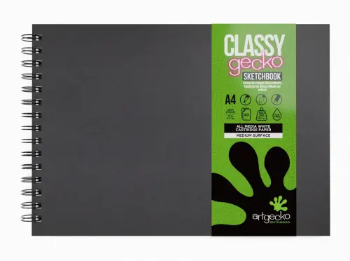 Artgecko A4/297 x 210mm Landscape Spiral Sketchbook - 150gsm - 40 Sheets - Pack of 5