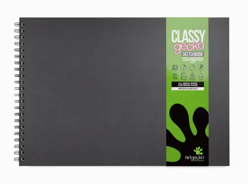 Artgecko A3/420 x 297mm Black Cover Spiral Landscape Sketchbook - 150gsm - 40 Page - Pack of 5
