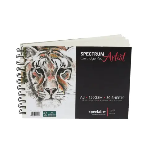 A3/420 x 297mm Specialist Crafts Spectrum Cartridge Spiral Landscape Sketchbook - 150gsm - 30 Sheets - Each