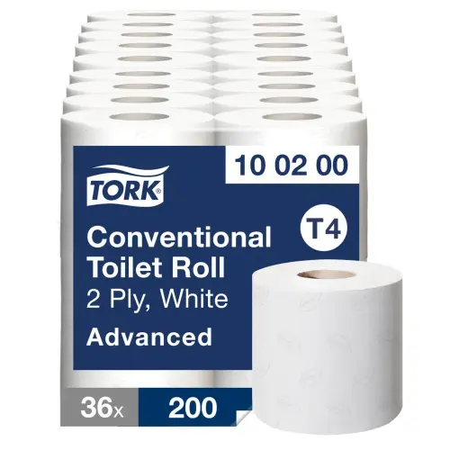 TORK Conventional Toilet Rolls- 2 Ply - 200 Sheets - Pack of 36