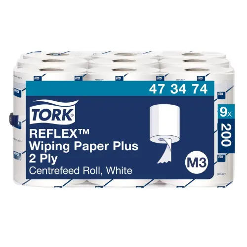 TORK Reflex Single Sheet 2 Ply White Centrefeed Wiping Paper Plus - 67m - Pack of 9