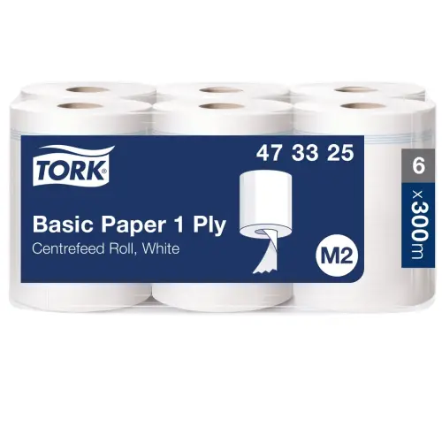 TORK White 1 Ply Centrefeed Rolls - 18cm x 300m - Pack of 6
