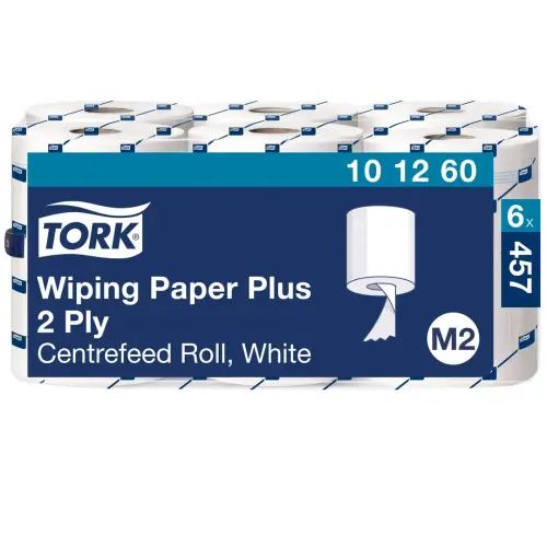 Tork White Wiping Paper Plus - Roll width 200mm x diameter 190mm - Pack of 6