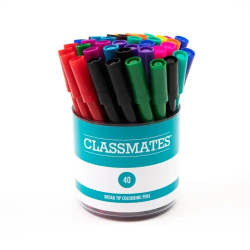 Washable Broad Tip Colour Marker Pen - Assorted -  Pack of 40