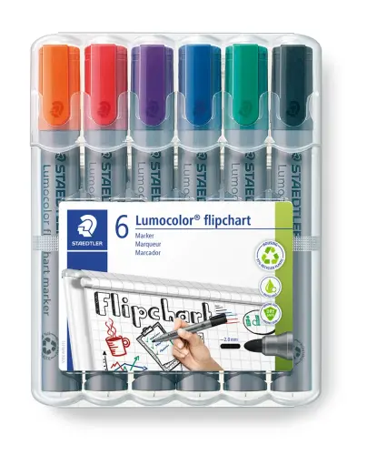 Staedtler Flipchart Bullet Tip Marker - Assorted - Pack of 6
