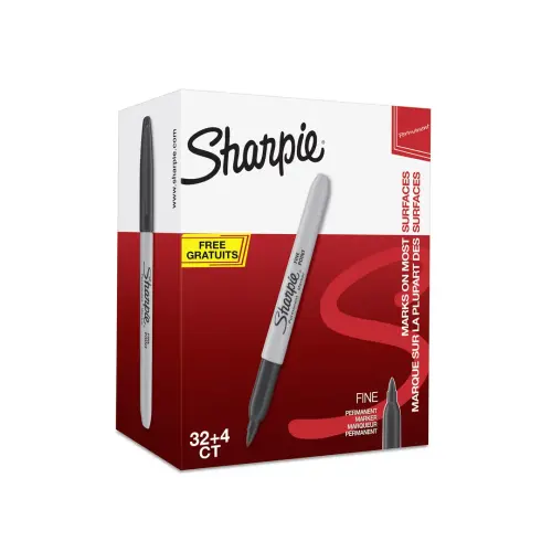 Sharpie Black Fine Tip Permanent Markers - 1.4mm Nib - Pack of 36