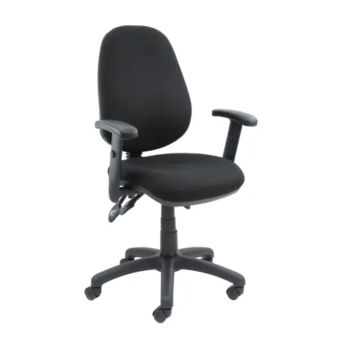 High Back Operator Chair Adjustable Arms - Black - Each