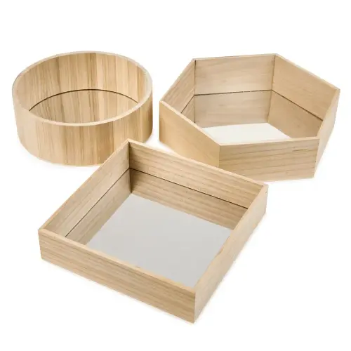 Sensory Wooden Mirror Trays - Assorted Shapes & Sizes - Pack of 3