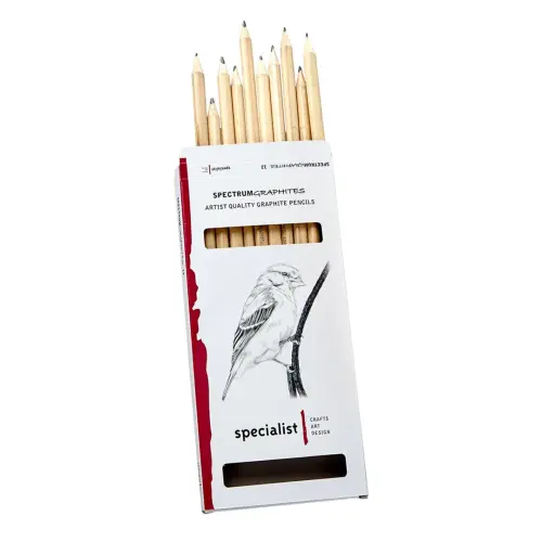 Specialist Crafts Graphite Pencil - Assorted Grades 5H, 3H, 2H, H, F, HB, B, 2B, 3B, 4B, 5B & 6B - Pack of 12