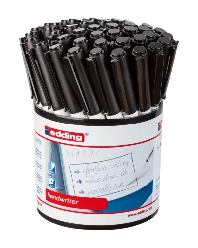 Edding Black Handwriter Handwriting Pens - 0.6mm Nib - Tub of 42