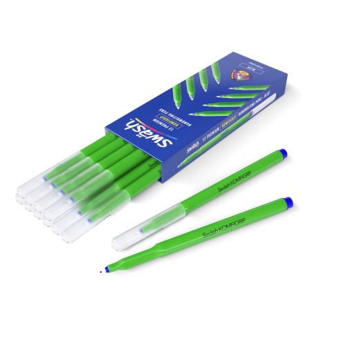 Swäsh KOMFIGRIP Triangular Grip Blue Handwriting Pens - Pack of 12
